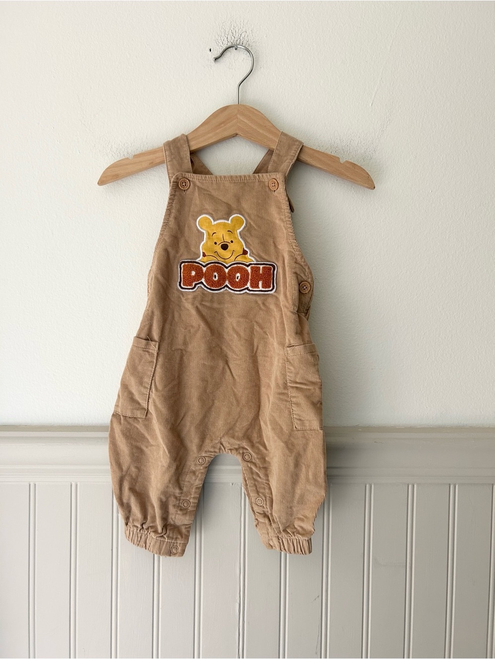 Disney Baby Winnie the Pooh Tan Corduroy Overalls 3-6 Months